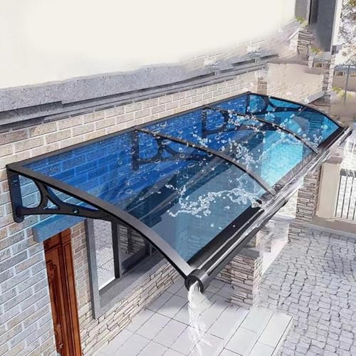 Auvent pour Porte d'entrée, auvent de Porte d'entrée en Aluminium et Polycarbonate, auvent Transparent, auvent de pupitre, auvent pour Porte d'entrée, résistant à la Pluie,D4-60×120cm