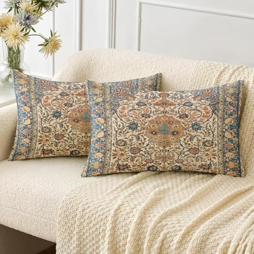 Miuyunya Juego de 2 Fundas de Cojines Modernas 30 x 50 cm Funda Cojines Impermeables Exterior Jardin Flores Mandala Cuadrado Funda de Almohada Decorativas para Sofa Patio Primavera Verano