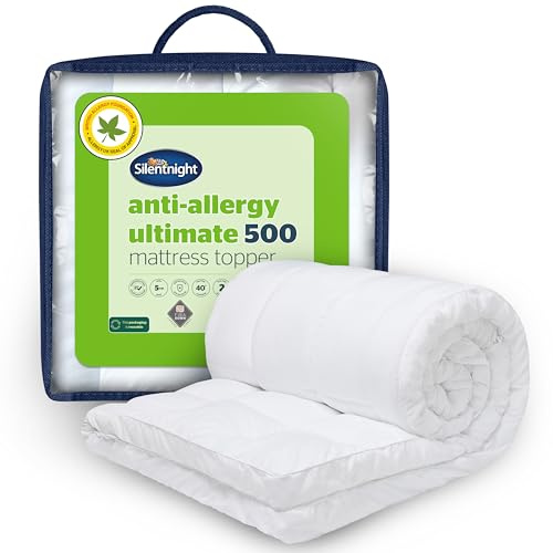 Silentnight Anti Allergy Ultimate Mattress Topper - Cloud-Like 5cm Depth for Comfort - Against Bacteria and Odour Ideal for Allergy and Asthma Sufferers - Quilted Cover and Fit Straps, Single