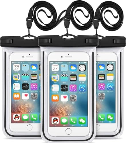 KK KENIK 3Pack-Waterproof Phone Pouch,for Swimming, Underwater Case for iPhone 17 16Pro Max 15 14 13 Pro Max 12,Galaxy S26 S23 A37 up to 7.2 IPX8 Waterproof Phone Cover with Lanyard Case, 3 Pack