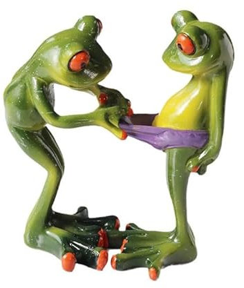 Mounteps 1 Paar Frösche Harz Statue, Heim und Büro Dekorative Ornamente geeignet für Innen- und Garten, Teich, Topfpflanze Dekoration