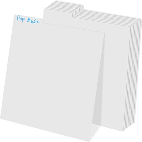Parliky 10 pièces Séparateurs Disques Vinyles avec Onglets Lot de Intercalaires Résistants et Arrondis pour Organisation et Rangement Albums Vinyle Bandeaux Personnalisables pour