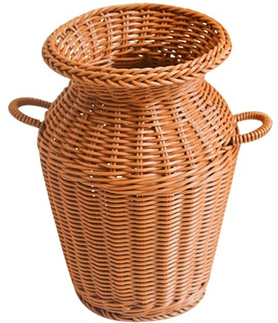 Vaso intrecciato in rattan, vaso alto da pavimento per fiori secchi, vasi da pavimento in finto vimini, fioriera rustica, vasi sovradimensionati per balcone decorazione ingresso