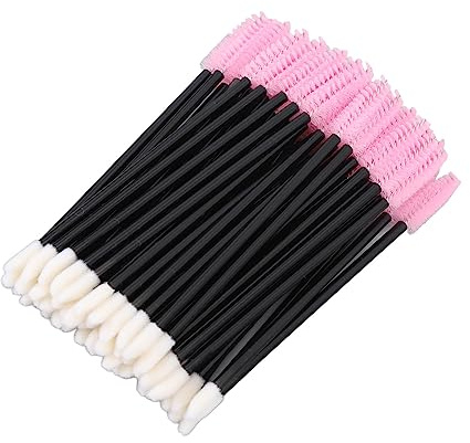 Generic Applicatori di Mascara, Angolo Monouso Regolabile 50pcs Strumenti di Bellezza Brush per Labbra Portatile a Doppia Testa per il Trucco (PINK)
