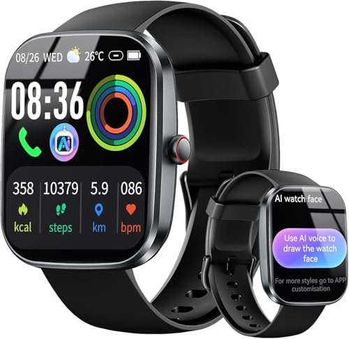 uaue Smartwatch Damen Herren, HD Smartwatch mit Bluetooth-Anruffunktion,1