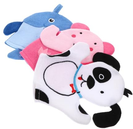 BAZEITFLOW 3 pièces de Bain Garçon Fille Forme de Cartoon de Doux pour Garçon Fille Exfoliant et Massage Peau Facile à Tenir Né et Tout