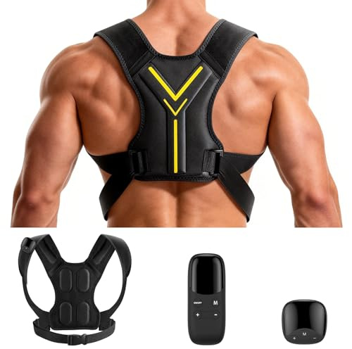 Electroestimulador Muscular para Cuello y Espalda, Estimulador Muscular para Músculos de la Espalda, EMS Masajeador Cervical y Espalda con Mando Distancia, 30 Niveles,10 Modos,Entrenador de Cuello EMS