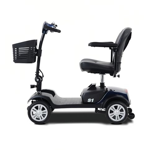 TUPOSTAR Elektromobil Mit Sitz FüR Erwachsene, Senioren Mit Extra Beinfreiheit, Elektrisch Betriebener Elektromobil Mit 4 RäDern, Kompakt Und Robust,Blau