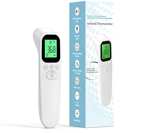Thermomètre frontal pour adultes et enfants, thermomètre infrarouge numérique sans contact pour enfants, thermomètres rechargeables avec lecture instantanée, alarme de fièvre, rappel de mémoire, °C/℉