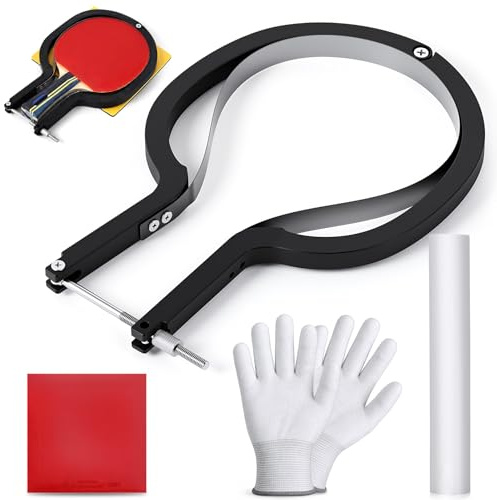 Lanties Kit di 4 taglierine in gomma da ping pong, coltello ad arco regolabile per pagaie, strumento di precisione per tagliare in gomma con rullo e guanti