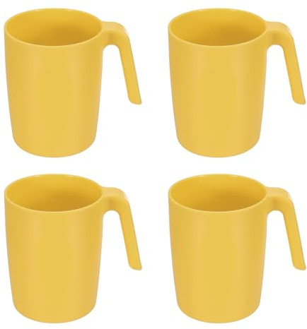 QUARKZMAN Set Di 4 Tazze Da Caffè In Plastica, Tazze Da Caffè Infrangibili, Bere Riutilizzabili Sicure Per Microonde E Lavastoviglie Con Manico Per Tè Latte Succo Cucina Campeggio, Oro