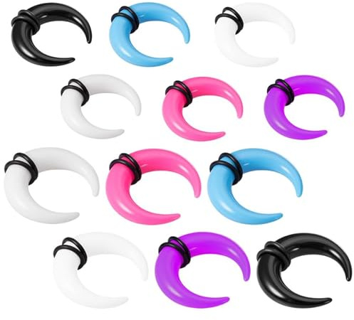 DOITOOL Set da 12 Anelli a Ferro di Cavallo in Acrilico per Piercing Septum e Orecchio, Accessorio Versatile e Creativo per Allungamento del Padiglione Auricolare e Piercing Naso
