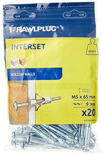 Rawlplug 41 657 Interset Cavity Fixings and Screws (Pack of 20) - M5x65