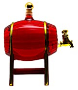 slkfactory Barril para Vino/Whisky/Cerveza con tapón, Soporte y Grifo, de 500 ml, Botella de Vidrio soplado a Mano para Licor y orujo de 16,5 cm de Altura