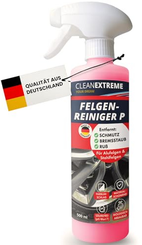 CLEANEXTREME Felgenreiniger Auto 500 ml - Säurefrei & pH-Neutral | Wirkindikator mit Farbumschlag - Für Alufelgen, Stahlfelgen, Mattlack & Hochglanzpoliert - Entfernt Bremsstaub & Ruß