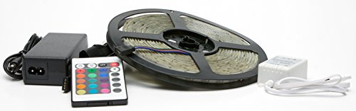 LED Strip 5m Rgb 5050, Led Streifen mit Fernbedienung Netzteil, Led Leiste Selbstklebend Bunt Licht-Band