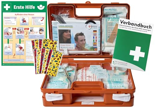 Erste-Hilfe-Koffer KITA PLUS-Paket 2- -aktuelle DIN/EN 13157 für Betriebe + DIN/EN 13164 für KFZ - incl. 1.Hilfe-AUSHANG