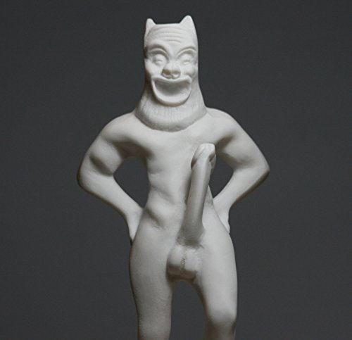 Satyr Faunus Faun Phallus nackt männliche griechische Alabaster-Statue Skulptur 19,9 cm