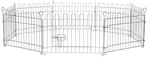 lionto Freigehege für Kaninchen aus robustem Metall, 59x38 cm, erweiterbares Outdoor Gehege für Kleintiere mit Erdspießen, inkl. Tür mit Verriegelung & Schutznetz, witterungsbeständig, 8 Elemente