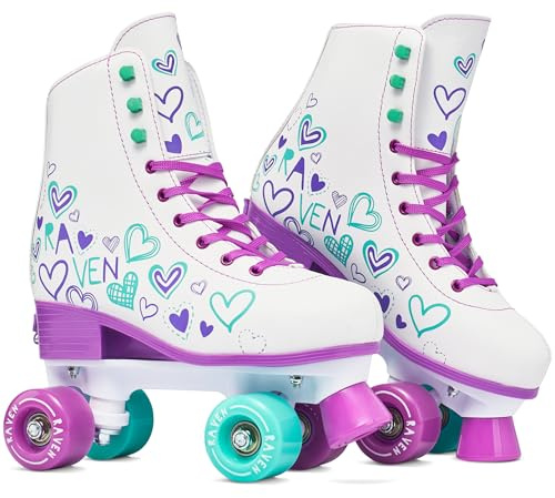 Raven – Pattini a rotelle per bambini, ragazze, adulti, bambini – Pattini a rot elle – In linea – Freno in PVC resistente – Ruote in gomma – Trista Violet/Mint, taglia 31-34 (20-21,5cm)