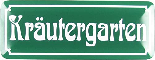 Blechschild 27x10cm gewölbt Kräutergarten Kräuter Garten Sprüche Schild