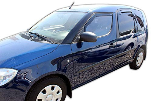 J&J AUTOMOTIVE | Windabweiser Passend Für Roomster 2006-2015, Heko Regenabweiser, Getönt, Set 4-Teilig, Vorne, Hinten, Aerodynamisch