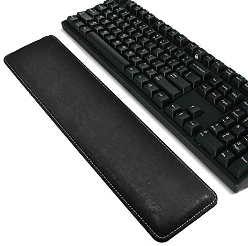 MAIDERN Repose-poignets en cuir PU pour clavier - 41.5x9.5cm pouces Taille normale Confort apaisant et durable pour taper facilement et soulager la douleur au poignet (Noir)