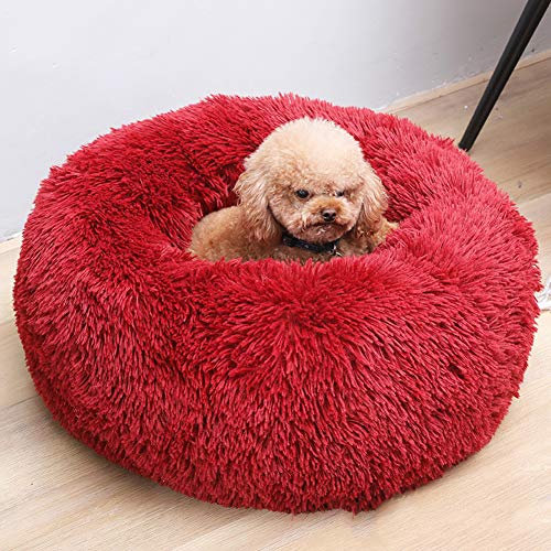 Gemütlich Katzenbett/Hundekörbchen Donut beruhigendes Haustier Komfortbett mit Dicke Füllung Gepolstert Zwinger Waschbar Rund Plüsh Hundesofa