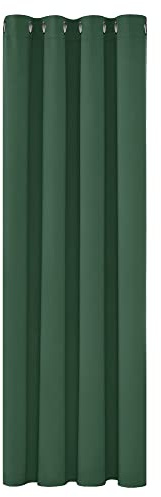Deconovo Kurze Verdunklungsvorhänge mit Ösen Blickdicht Gardinen Waldgrün | 1 Stück, H160 x B132 cm, Thermovorhang mit Hitzeschutz, Ösenvorhang, UV-Schutz, Abdunkelnd, Sichtschutz, Blackout Curtain
