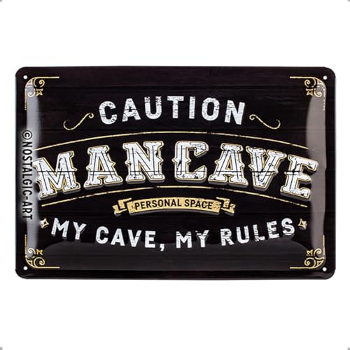 Nostalgic-Art Plåtskylt i retrostil, Man Cave – Presentidé för nostalgiälskare, av metall, Deko vintagedesign, 20 x 30 cm
