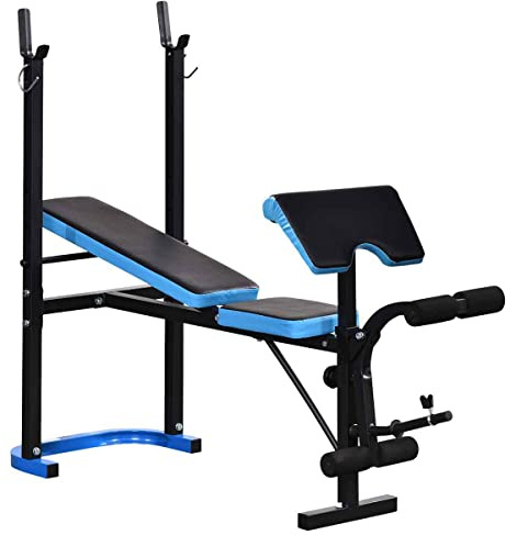 HOMCOM Adjustable Weight Bench with Leg Developer Barbell Rack for Lifting and Strength Training Multifunctional Workout Station for Home Gym Fitness, Black