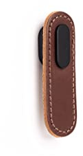 Gedotec Möbelgriffe | 1 Stück - Schrankgriff aus braunem Leder - schwarzer Knauf | OBLONG | modernes elegantes Design | Maße: 22 x 70 mm | Falttüren-griffe - Schubladengriff - Küche - Türgriffe