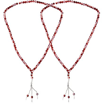 Hapivida 2 Stück Muslimischer Gebets Rosenkranz 8 mm Harz Islamische Gebetskette, Unisex Tasbih 99 Perlen Muslimische Ornamente Handwerk für Religiöse Artikel, Ramadan Geschenk(rot)