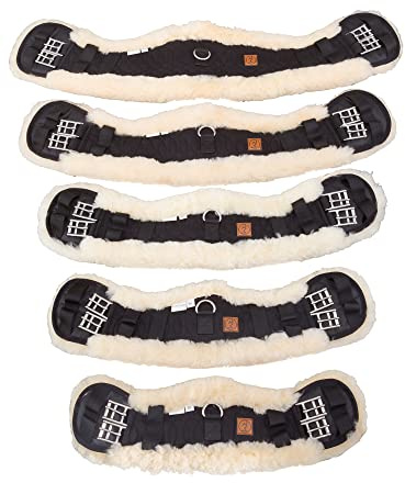 Rohn Moden Lammfell Sattelgurt Mady, Kurzgurt mit anatomischer, konkaver Sichelform für Ellenbogenfreiheit, Mondgurt für Wander-, Dressur- oder Vielseitigkeitssattel, Verschiedene Größen (40 cm)