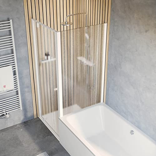 Schulte Duschkabine Drehtür inkl. verkürzte Seitenwand Trend 2.0 Mattweiß Sicherheitsglas Bella (Chinchilla-Struktur) 90x90 cm