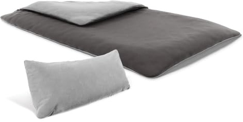 Bodyguard bett1 Linge de lit en Flanelle. (155x220 cm | 1 x 40x80 cm). La Housse de Couette idéale pour l'hiver. Doux, Moelleux et en même Temps Robuste. Bicolore réversible (Argent/Anthracite)