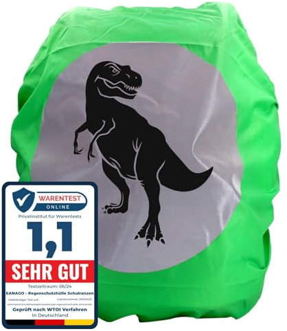 EANAGO Housse de pluie pour >DINOSAURE< cartable rnfant – protège cartable imperméable et réfléchissant – protection pluie universelle pour sac d’école - 100% étanche