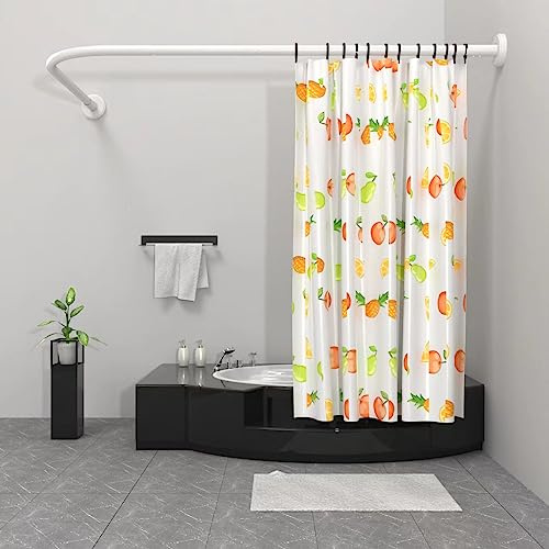 Misounda Duschvorhangstange L Form, Verstellbare Duschstange für Duschvorhang, 75-170 cm Edelstahl Duschstange Ecke mit Edelstahl Duschvorhangringe, für Badezimmer Badewanne Umkleidekabine, Weiß