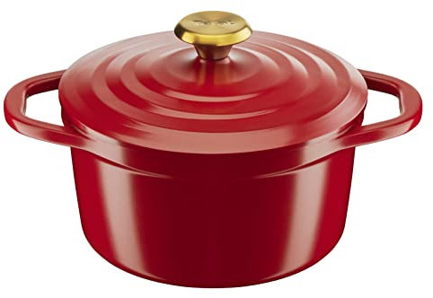 Tefal Pentola per cottura ad aria, 24 cm, in alluminio pressofuso leggero, con coperchio a condensa, facile da pulire, con rivestimento in ceramica, robusta, adatta al forno, a induzione, E2544655