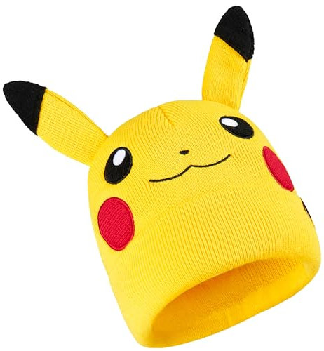 Pokemon Strickmütze Kinder Pikachu Mütze Jungen Warme Kuschelige Mütze Kinder mit Ohren - Jungen Gamer Geschenk