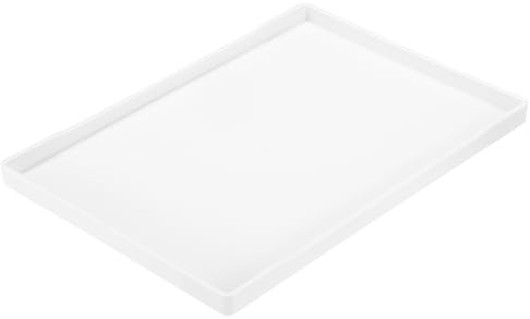 uxcell Petit plateau de service rectangulaire en plastique blanc de 25,4 x 34 cm - Plateau de service décoratif en bois pour petit déjeuner, cuisine, salle de bain