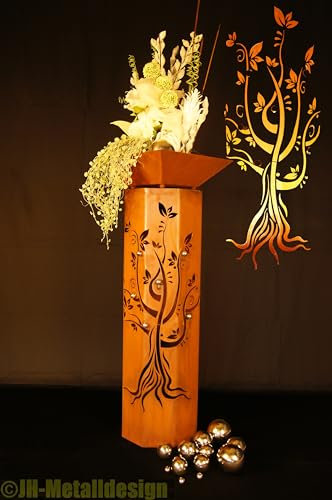 8-Eck Säule Zauberbaum + Schale Classic Edelrost Rost Metall Gartendeko Garten Stele