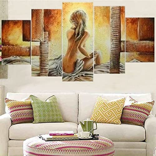 5 Stück Leinwandbild Wandkunst Nackte Frau (Xxl/Ohne Rahmen 200 X 100 Cm) Wanddekoration Modernes Kunstwerk Gemälde Für Home Office Wohnzimmer Schlafzimmer Für Esszimmer Kinderzimmer Galer -4X7J/J2F