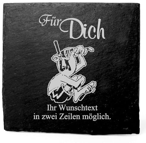 Deko Schiefer Untersetzer personalisiert Schnorcheln - Für Dich - 11x11cm Schwarz Bierdeckel Tischdeko Bieruntersetzer Weinuntersetzer