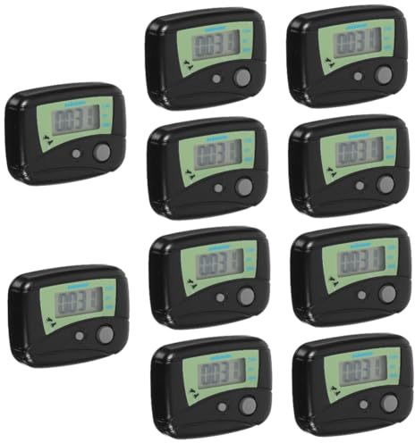 POPETPOP Lot de 10 Podomètres De Marche Compteur De Pas Podomètre Numérique Compteur De Calories Facile À Utiliser Batterie Noire