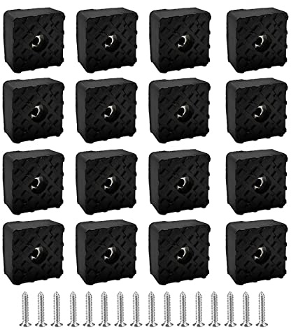 XNJIHWA 16Pezzi Piedini Morbidi in Gomma Tappetini per Mobili Quadrato Nero Proteggere i mobili per Tavolo,Scrivania,Sedia,Divano,Gambe Mobili,30 * 30 * 10MM,con 16 Vite
