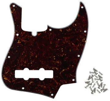 ROZILO Jazz Bass Pickguard 10 Loch Gitarre Pickguard für 4 Saiten Fender Jazz Bass Modern Style Dark Tortoise