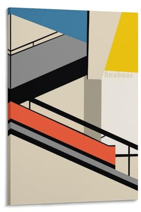 Bauhaus Art-Deco-Treppen-Collage, abstrakte Formen, Illustrationen, modernes dekoratives Poster, coole Kunstwerke, Gemälde, Wandkunst, Leinwanddrucke, hängende Bild, Poster, 20 x 30 cm