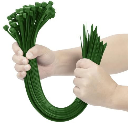 XINGO Garden Green 20 Inch Zip Ties Heavy Duty 100 Pack, 200 LBS Ultra Strong Plastic Wire Ties, Large Cable Ties Extra Long Tie Wraps, Indoor and Outdoor UV Resistant