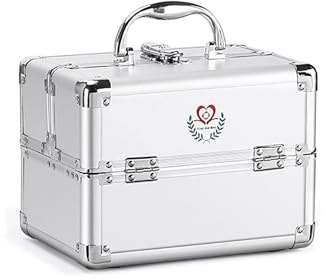 Scatola Porta Medicine, Porta Medicine da Viaggio, Organizer Medicinali, Scatola per Forniture di Emergenza con Serratura a Chiave, Scatola per Medicinali in lega di Alluminio di Grande Capacità(Small